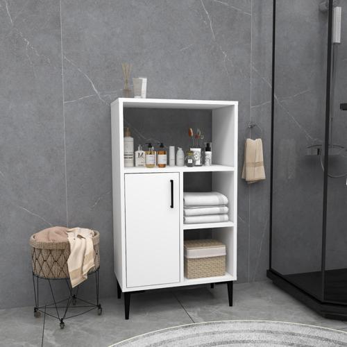 Sanimas Banyo Dolabı Kapaklı 5 Raflı Çok Amaçlı Dolap, Beyaz - Sanimas
