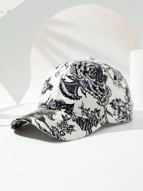 Kadın Siyah Beyaz Desenli Ayarlanabilir Şapka Baseball Cap Günlük Spor Şapka