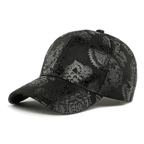 Kadın Siyah Parlak Desenli Baseball Şapka Ayarlanabilir Unisex Günlük Spor Kep