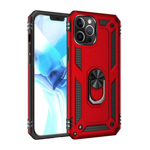 İphone 12 Pro Max Kılıf Sofya Yüzüklü Kapak - Kırmızı