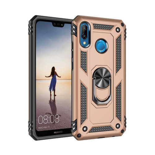 Huawei P20 Lite Kılıf Sofya Yüzüklü Kapak - Gold