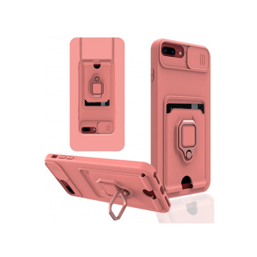 İphone 7 Plus Kılıf Zuma Kartvizitli Yüzüklü - Pembe