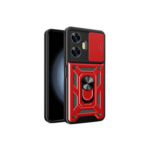 Realme C55 Kılıf Pars Lens Yüzüklü - Kırmızı