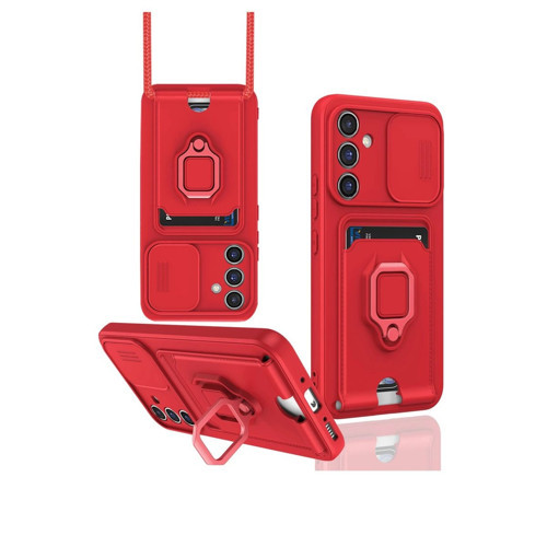 Galaxy A05S Kılıf Zuma Kartvizitli Yüzüklü - Kırmızı