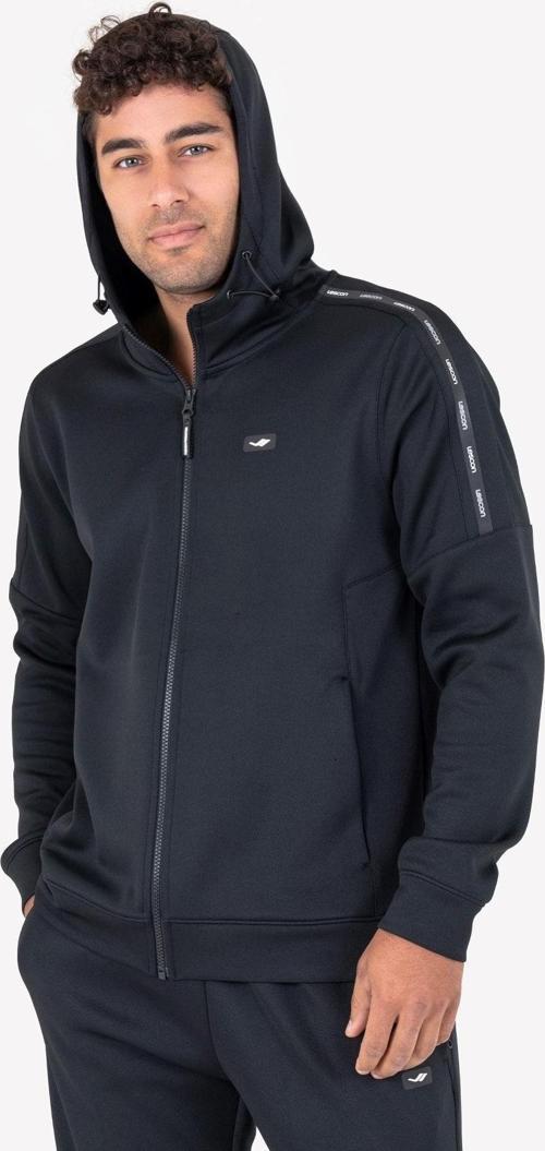 23NTES001126633 Siyah Erkek Fermuarlı Kapüşonlu Sweatshirt