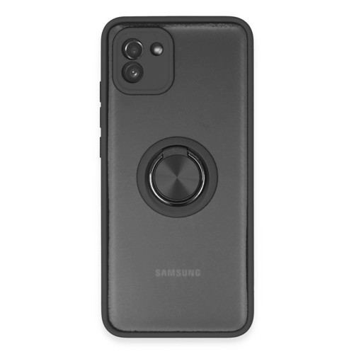Galaxy A03 Kılıf Montreal Yüzüklü Kapak - Siyah
