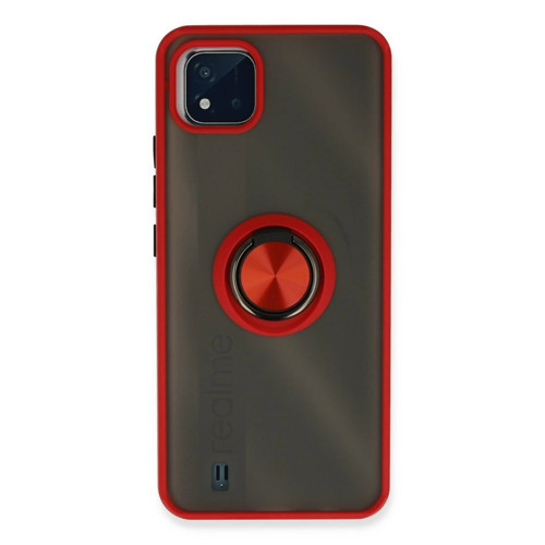 Realme C11 2021 Kılıf Montreal Yüzüklü Kapak - Kırmızı
