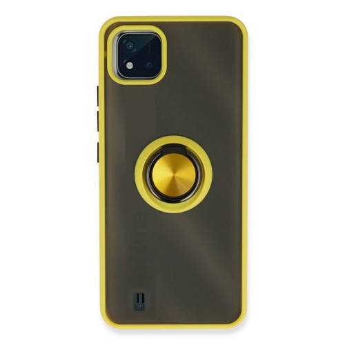 Realme C11 2021 Kılıf Montreal Yüzüklü Kapak - Sarı