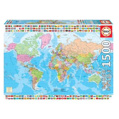 Puzzle 1500 Parça Siyasi Dünya Haritası 18500
