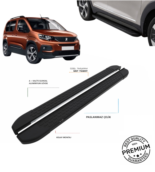 PEUGEOT RİFTER 2019 2020 2021 2022 2023 2024 2025 ARACA ÖZEL SİYAH YAN BASAMAK