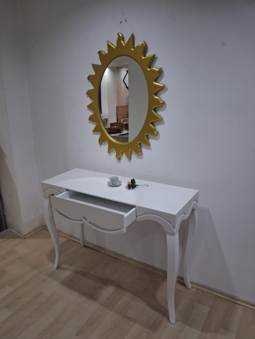 Dresuar Cnc Çökertme 90670 Model Güneş Gold Renk Ayna Lake Beyaz Tabla Kayn Aslan Ayak