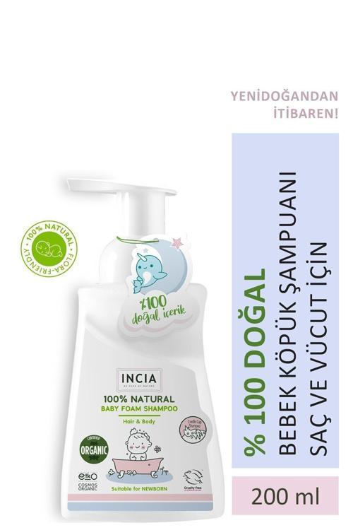%100 Doğal Organik Sertifikalı Bebek Köpük Şampuanı Saç Vücut Lavanta Konak Önleyici Yenidoğan 200 ml
