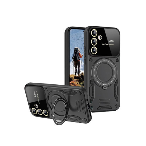 Galaxy S24 Fe Kılıf Joy Lens Standlı Kapak - Siyah