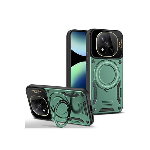 Note 14 Pro 4G Kılıf Joy Lens Standlı Kapak - Koyu Yeşil