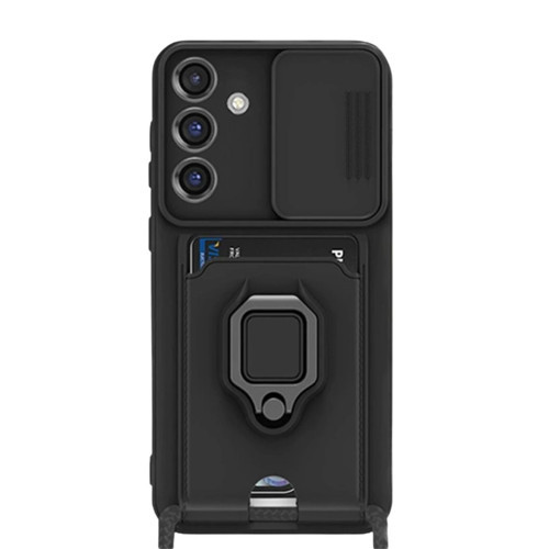 Galaxy S25 Plus Kılıf Zuma Kartvizitli Yüzüklü - Siyah