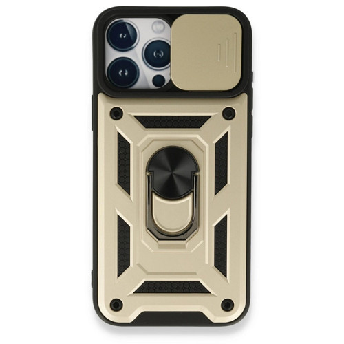 İphone 15 Pro Max Kılıf Pars Lens Yüzüklü - Gold