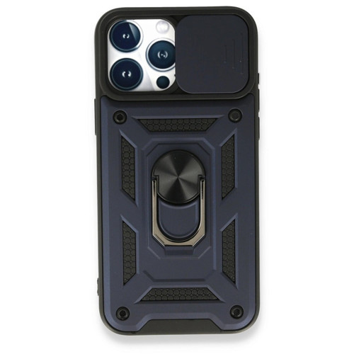 İphone 15 Pro Kılıf Pars Lens Yüzüklü - Lacivert
