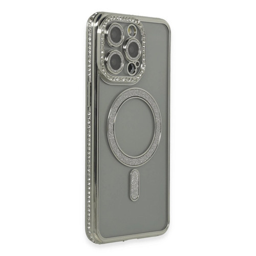 İphone 15 Pro Kılıf Joke Simli Magneticsafe Kılıf - Gri