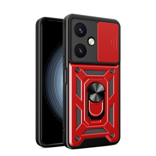 Vivo Y27 Kılıf Pars Lens Yüzüklü - Kırmızı