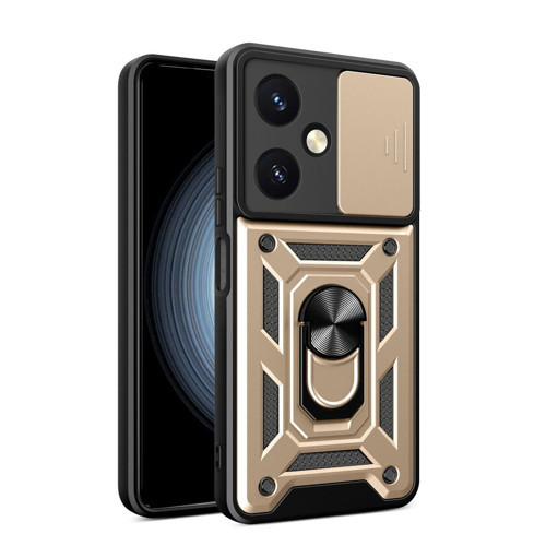 Vivo Y27 Kılıf Pars Lens Yüzüklü - Gold