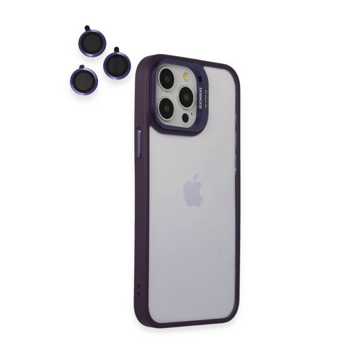 Joko İphone 14 Pro Kılıf Lens Standlı Kapak - Mor