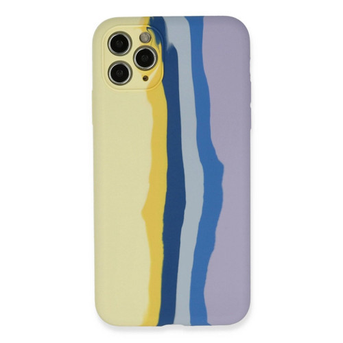İphone 11 Pro Kılıf Ebruli Lansman - Sarı-Lila