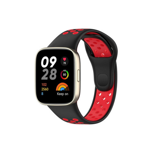 Watch 3 Spor Delikli Kordon - Siyah-kırmızı