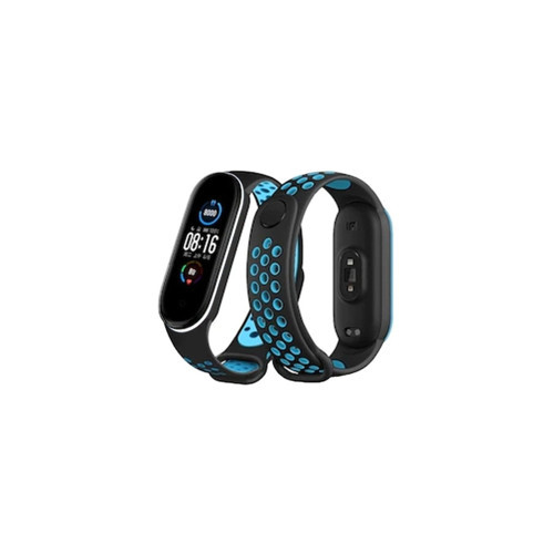 Mi Band 4 Spor Delikli Kordon - Siyah-turkuaz