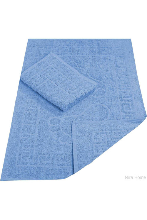 2 Li Banyo Ayak Havlusu %100 Pamuk 50X70 Cm Menesch Mavi