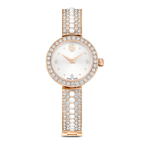 Matrix pearl bangle Halka bileklik saat, Kristal bileklik, Pembe altın rengi yüzey