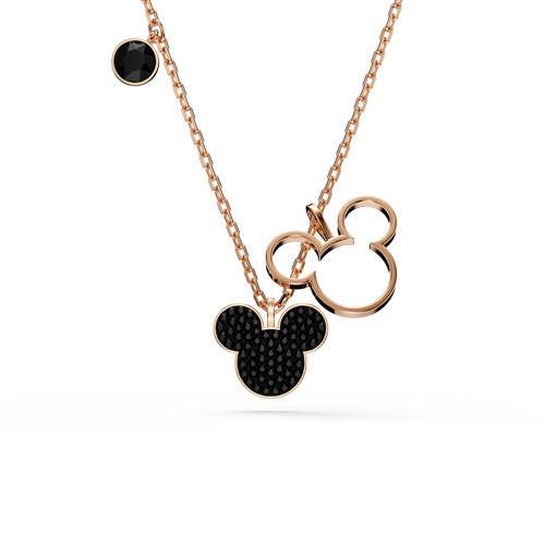 5737559 Swarovski Kolye Mickey & Minnie pendant, Black, Rose gold-tone plated
