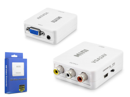 HDX1352 VGA Dişi to AV Dişi Ses Çıkışlı Görüntü Dönüştürücü 1080p - Beyaz