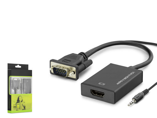 HDX7874 VGA to HDMI Dişi Ses Çıkışlı Görüntü Dönüştürücü 1080p - Siyah