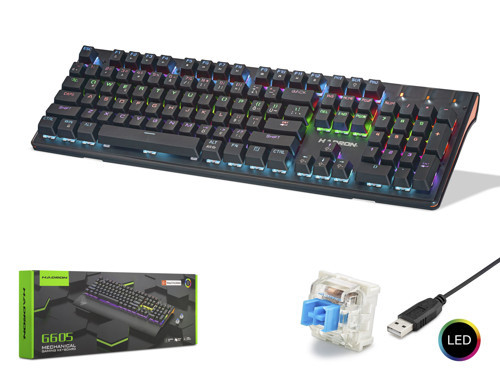 G605 Mekanik Gaming Klavye Blue Switch Bilek Destekli RGB 104 Tuş Siyah