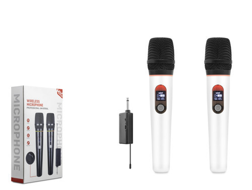 HADRON HDX2791B Kablosuz UHF El Mikrofonu 2 Li Set 6.35 mm - Beyaz