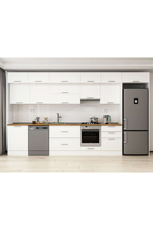 410X240 Cm Klasik Mebran Mutfak Dolabı Beyaz Beyaz Mb-E90S60S60-1 Mebran | Beyaz - Suntalam