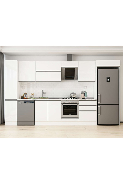 380X222 Cm High Gloss Mutfak Dolabı Mbb-E80B40S60-2 High Gloss | Beyaz - Suntalam