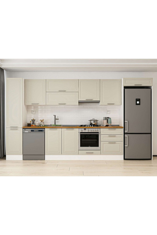 395X222 Cm Klasik Mebran Mutfak Dolabı Beyaz Mbb-E90B45S60-1 Mebran | Kumtaşı - Suntalam