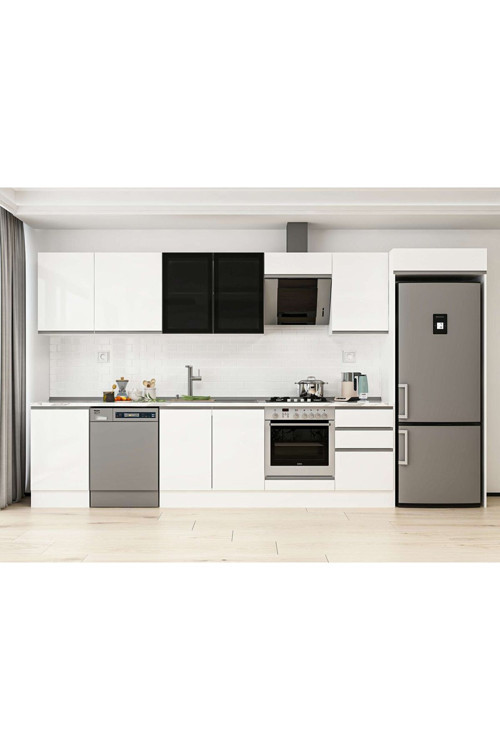 380X222 Cm High Gloss Mutfak Dolabı Mb-E80S50S50-3 High Gloss | Beyaz - Mdf