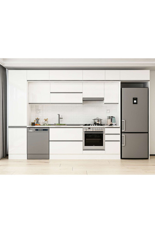 370X240 Cm High Gloss Mutfak Dolabı Mbb-E80B50S40-1 High Gloss | Beyaz - Mdf