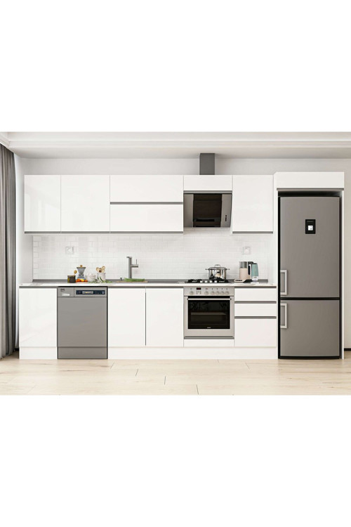 385X222 Cm High Gloss Mutfak Dolabı Mb-E90S45S50-2 High Gloss | Beyaz - Suntalam
