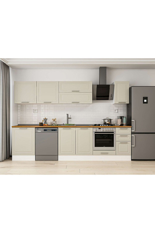 310X210 Cm Klasik Mebran Mutfak Dolabı Beyaz M-E90S60S40-2 Mebran | Kumtaşı - Suntalam