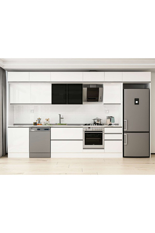 390X240 Cm High Gloss Mutfak Dolabı Mb-E80S60S50-3 High Gloss | Beyaz - Suntalam