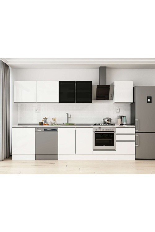 310X210 Cm High Gloss Mutfak Dolabı M-E80S60S50-3 High Gloss | Beyaz - Mdf