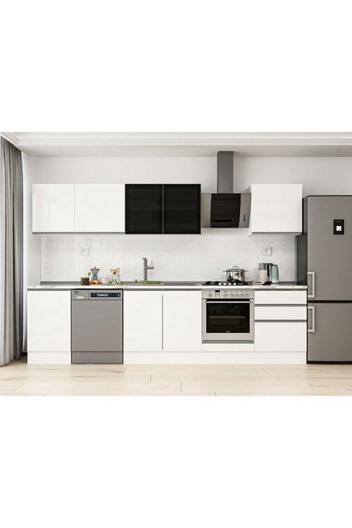 310X210 Cm High Gloss Mutfak Dolabı M-E80S50S60-3 High Gloss | Beyaz - Mdf