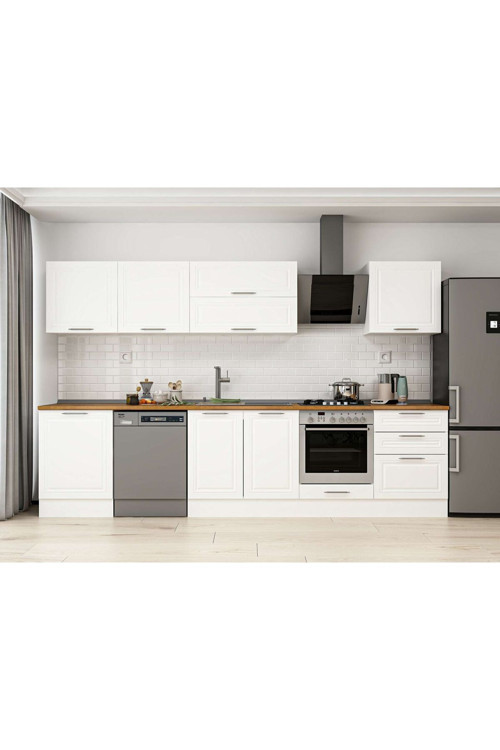 330X210 Cm Klasik Mebran Mutfak Dolabı Beyaz Beyaz M-E90S60S60-2 Mebran | Beyaz - Mdf
