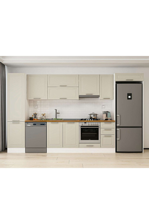 370X222 Cm Klasik Mebran Mutfak Dolabı Beyaz Mbb-E80B50S40-1 Mebran | Kumtaşı - Suntalam