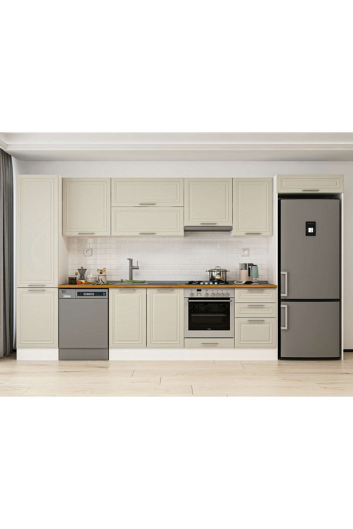 380X222 Cm Klasik Mebran Mutfak Dolabı Beyaz Mbb-E80B50S50-1 Mebran | Kumtaşı - Suntalam