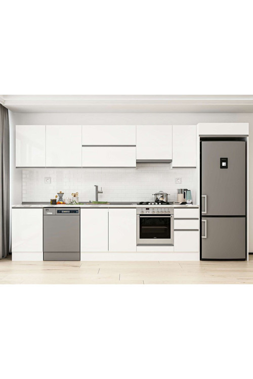 380X222 Cm High Gloss Mutfak Dolabı Mb-E90S50S40-1 High Gloss | Beyaz - Suntalam