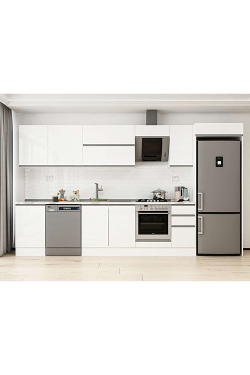 380X222 Cm High Gloss Mutfak Dolabı Mb-E90S50S40-2 High Gloss | Beyaz - Suntalam